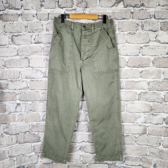 AMO Denim High Rise Utiltarian Cropped Ranger Pant Cotton Sage Green Size 29 - Picture 2 of 13